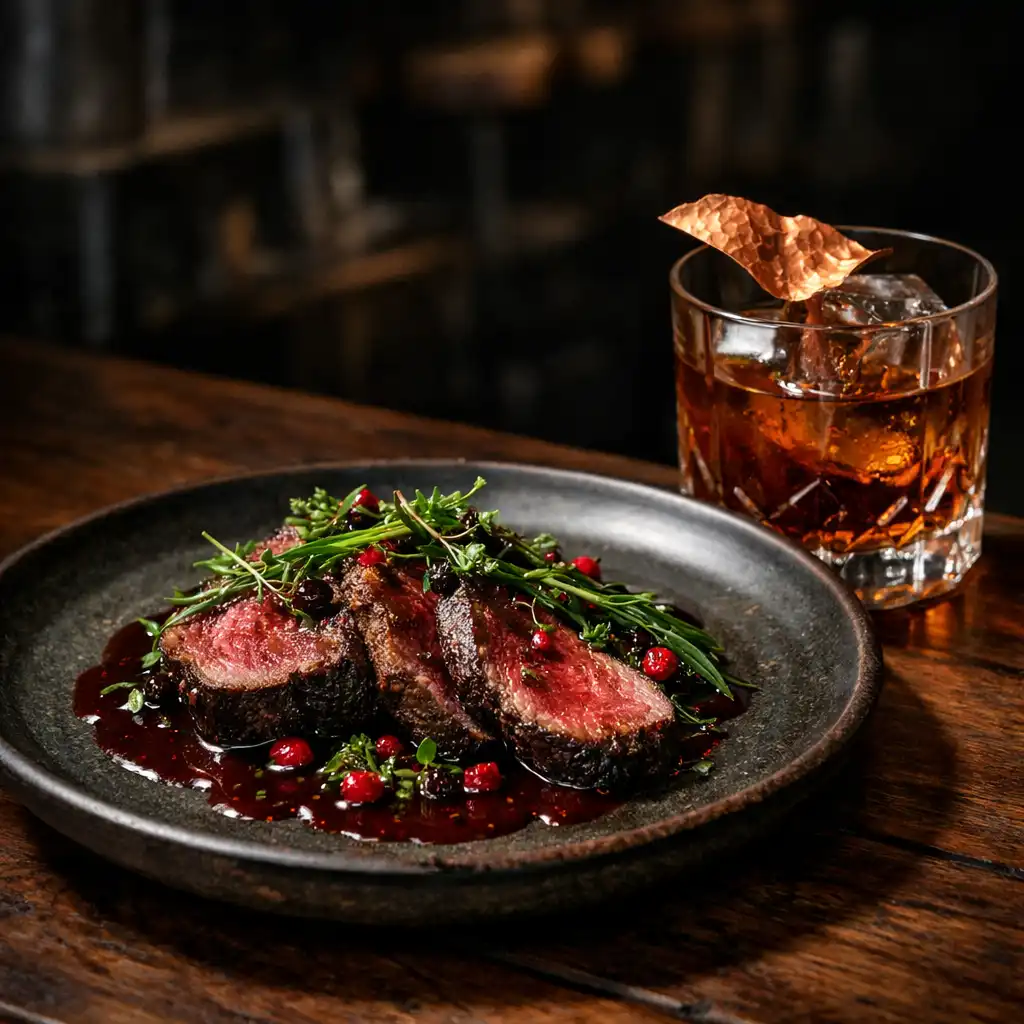 Premium Australian dish and crafted cocktail served at Ash & Equity